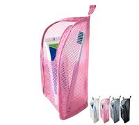 OLYGEE Standing Toiletry Bag for Toothbrush, Portable EVA Travel Bag with Hook, Hanging Toiletry Bag for Travel, Lightweight Clear Storage for Bathroom (Pink)
