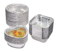 Olymajy Foil Trays, Foil Containers, Mini Disposable Tins Trays Without Lids for Cakes, Bread and Muffins in Aluminium Foil Trays, Heart Shape (Square/Round) Portable Food Containers (60 Pack)
