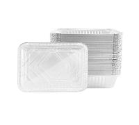 Olymajy Foil Trays with Lids, 25 Pcs 850ML Aluminium Trays with Transparent Lid, Large Aluminium Foil Food Containers for Baking, Roasting, Cooking