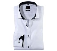 OLYMP Level Five Body Fit Shirt Extra Long Sleeve Shark Collar Twill White, Weiã, 17