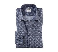 OLYMP Level Five Men's Long-Sleeved Shirt, Digital Print on Plain, Level 5.21 New York Kent-2, Marine 18, 18