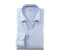 OLYMP Level Five Men's Long-Sleeved Shirt, Roman Stripes, Level 5.21 New York Kent-2, Bleu 11., 18