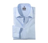 Olymp Luxor Men's Business Shirt Long Sleeve Plain Comfort Fit, lightblue, 47 Große Größen