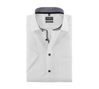 Olymp Luxor Men's Business Shirt, Short-Sleeved, Plain, Modern Fit, Global, White 00, 44