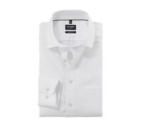 OLYMP Luxor Men's Long-Sleeved Shirt, Faux Plain, 470 Modern Fit, 26.19 Global Kent, White 00, 18