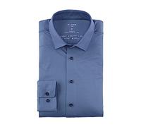 Olymp Luxor Men's Long-Sleeved Shirt, Plain, Modern Fit,Nuremberg Blue 17, 15