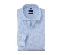 OLYMP Luxor Men's Long-Sleeved Shirt, Rotational Print on Plain, 465 Modern Fit 20.19 Global Kent, Bleu 11., 15.5