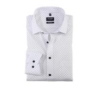 OLYMP Luxor Men's Long-Sleeved Shirt, Rotational Print on Plain, Luxor Modern Fit, 19 Global Kent, White 00, 16