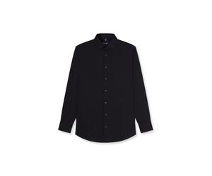 Olymp Luxor Slim line Uni Black Italian Edge Topstitching on Collar 6350/64/68, 15.5
