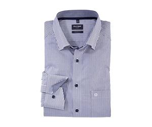 Olymp Men Business Shirt Long Sleeve Luxor,Roman Stripes,Modern fit,Under Button Down,Blue (Marine 18),41
