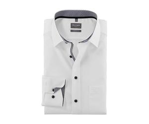 Olymp Men Shirt Long Sleeve Luxor,Plain,Regular Fit,Classic,Weiß 00,44