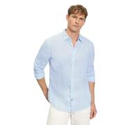 OLYMP Men's Casual Shirt Long Sleeve 405014, Stripes White Fund, 059 Casual 22, Kent Collar, Light blue 10, L