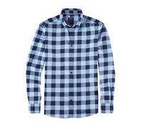 OLYMP Men's Casual Shirt Long Sleeve Casual Checked 059 Casual 22.04 Button-Down Collar, Bleu 11., L