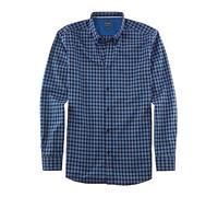 OLYMP Men's Casual Shirt Long Sleeve Casual Checked Regular Fit Button-Down Collar, Black 68., M