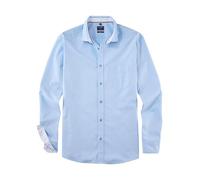 OLYMP Men's Casual Shirt, Long-Sleeved Shirt, Plain, Regular Fit, Kent Collar, Bleu 11., M