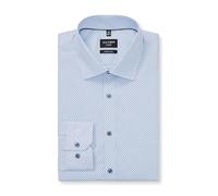 OLYMP Men's Long-Sleeved Shirt, No. Six, Rotational Print on Plain, 375 No 6 Six - Super Slim (H16), 21 New York Kent-2, White 00, 17