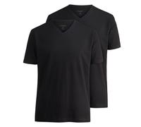 Olymp Men's T-Shirt Double Pack V-Neck Black Plain 0701 12 68