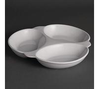 Olympia 3-Section Porcelain Vegetable Dishes 250mm, White, Pack of 6