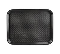 Olympia Kristallon Fast Food Tray, Small Size: 345 x 265 mm/ 13.5 x 10.5 inch, Black Polypropylene, Plastic Rectangular Restaurant Serving Tray, Commercial Bistro and Home Use, DP216