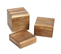 Olympia Acacia Riser Blocks 50/100/150mm - Heavy Duty, Sturdy, Durable, Stylish Hotel Restaurant Buffet Service Food Pastry Display Stand - Set of 3