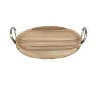 Olympia Acacia Wood Round Dish with Metal Handles, 345x305x80mm