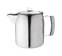 Olympia Airline Brushed Stainless Steel Teapot, Dishwasher Safe, 1.7L | Distinctive shark-fin lid secures tightly for safe pouring, while the filtered spout catches loose leaves.