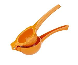 Olympia Aluminium Alloy Manual Hand Juicer DP121, 240mm, Orange | Rippled surface boosts squeezing power while small draining holes block seeds; inverts peels to prevent any wasted juice.