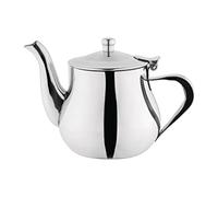 Olympia Arabian Stainless Steel Teapot Dishwasher Safe, 18oz | Heat-resistant handle keeps hands cool, paired with a non-drip fluted spout for precise pouring and an internal infuser.