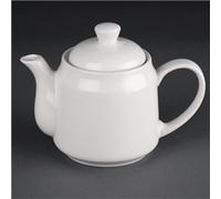 Olympia Athena Hotelware White Beverage Teapots Coffee Pots 430ml / 15 ounce, Pack of 4, Size: 57(H) x 107(D)mm, Chip Resistant Percelain, Catering and Restaurant Grade | CC204