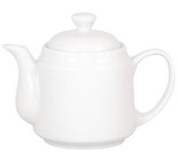 Olympia Athena Hotelware White Beverage Teapots Coffee Pots 430ml / 15 ounce, Pack of 4, Size: 57(H) x 107(D)mm, Chip Resistant Percelain, Catering and Restaurant Grade | CC204