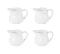 Olympia Athena Hotelware White Milk Jugs 170ml / 6 ounce, Pack of 4, Size: 75(H) x 75(W)mm (100(W)mm with Handle), Non-Drip Spout, Chip Resistant Percelain, Catering and Restaurant Grade | CF370