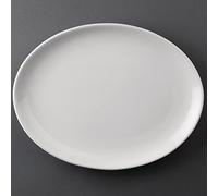 Olympia Athena Porcelain Oval Coupe Plates 254x197mm, 254x197mm (12 Pack)