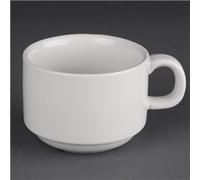 Olympia Athena Stacking Cups 200 ml / 7 oz (Pack of 24), White Porcelain, Teacups and Coffee Cups, Catering Equipment, Chip Resistant, Fits Saucer CC202, Microwave / Dishwasher Safe, CC200
