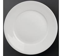 Olympia Athena Hotelware Wide Rimmed White Plates, Pack of 6, Diameter: 280mm / 11 inch, Catering and Restaurant Grade | CC210