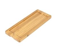 Olympia Bamboo Base for Rectangular Slate Platter, 330 x 130mm GM258 | Finger slots allow effortless handling and secure removal of compatible CM062 boards, suited for commercial dining.