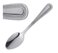 Olympia Bead Coffee Spoons 18/0 Stainless Steel, 120mm, Pack of, Silver, L | Highly polished finish offers a brilliant shine, paired with an elegant, decorated handle border for commercial dining.