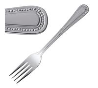 Olympia Bead Cutlery Dessert Forks (Pack of 12), 185(L)mm, 18/0 Stainless Steel, High Polished Finish, Dishwasher Safe, Table Dining Forks, Restaurants Pubs Bars Bistros Cafés or Home Use | C128