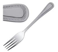 Olympia Bead Table Fork, 2 - High Polish 18/0 Stainless Steel, Beaded Border