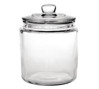Olympia Biscotti Biscuit Cookie Jar with Lid 3.8 Litre, Clear Glass, Size: 252(H) x 200(Dia) mm - Sweets, Confectionery, Cereal, Pasta, Dry Food Storage Jar - Vintage Style, Dishwasher Safe | GG925