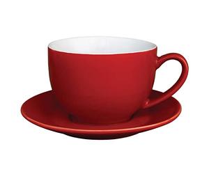 Olympia Cafe Cappuccino Cups Porcelain 340ml Pack of 12, Red | Fits saucers GL047, GL048, GL049, HC407 and GL464. Great for mix and match beverage service. Microwave and oven safe.