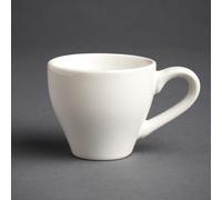 Olympia Cafe Espresso Cups Stoneware 100ml, White (Pack of 12) | Oven, microwave and dishwasher safe with soft rolled edges for commercial durability; fits multiple saucer types.