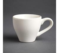 Olympia Cafe Espresso Cups Stoneware 100ml, White (Pack of 12) | Oven, microwave and dishwasher safe with soft rolled edges for commercial durability; fits multiple saucer types.