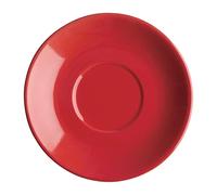 Olympia Cafe Flat White Saucers in Red 135mm - Dishwasher Safe, Heavy Duty, Durable, Hotel Café Coffee Shop Tea Coffee Mug Cup Holder - Pack of 12