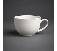 Olympia Cafe Stoneware Cappuccino Cups 340ml Pack of 12, White | Oven, microwave and dishwasher safe porcelain coffee milk jugs; fits GL047, GL048, GL049, HC407 and GL464 saucers.