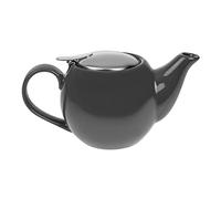 Olympia Cafe Teapot Removable Filter Stoneware 510ml, Charcoal, 510 ml | Dishwasher safe for quick cleanup, with an 18 Oz capacity, fliptop metal lid, and built-in stainless steel strainer.