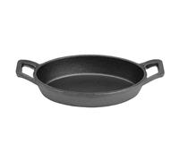Olympia Cast Iron Oval Eared Dish - 150x100mm | Built for commercial catering setups to hold food safely; retains oven heat to keep casseroles and meats warm at the table.