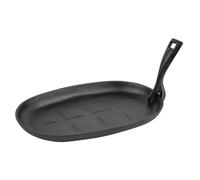 Olympia Cast Iron Sizzle Platter with Removable Handle, 280x190mm | Non-stick performance once seasoned for commercial catering use; provides excellent heat retention for table service.