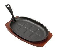 Olympia Cast Iron Oval Sizzler with Wooden Stand 28cm