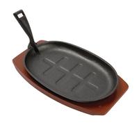 Olympia Cast Iron Oval Sizzler with Wooden Stand 28cm