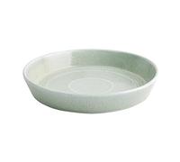 Olympia Cavolo Flat Round Bowls 220mm Spring Green Porcelain, Pack, 220 mm | Dishwasher-safe commercial build with shallow sides to cleanly frame dishes, plus a unique reactive glaze finish.